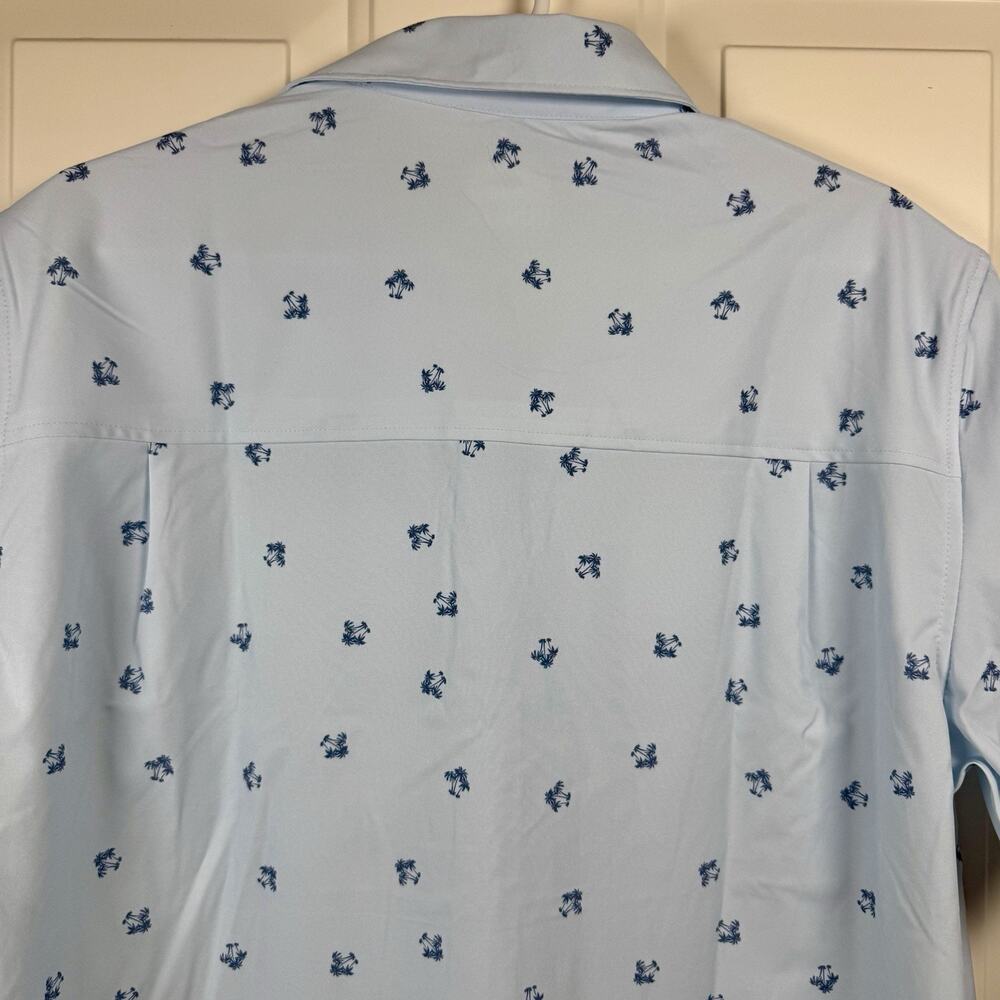 Hurley Shirt Mens Medium Blue Hawaiian Palm Tree Beach Casual Button Up Top - Picture 7 of 10